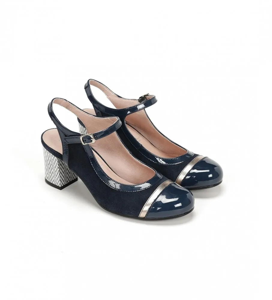 ZAPATOS DE PIEL RODIN MARINO ALTURA TACóN 7CM