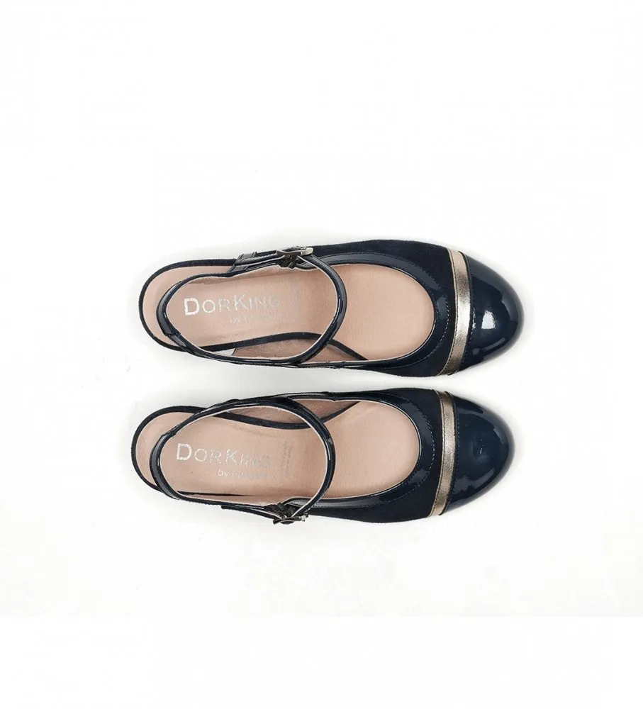 ZAPATOS DE PIEL RODIN MARINO ALTURA TACóN 7CM