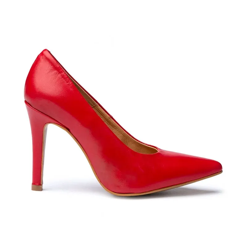Zapatos De Salón Mujer Piel Napa Tacón Alto 1494 Rojo, de Eva Mañas