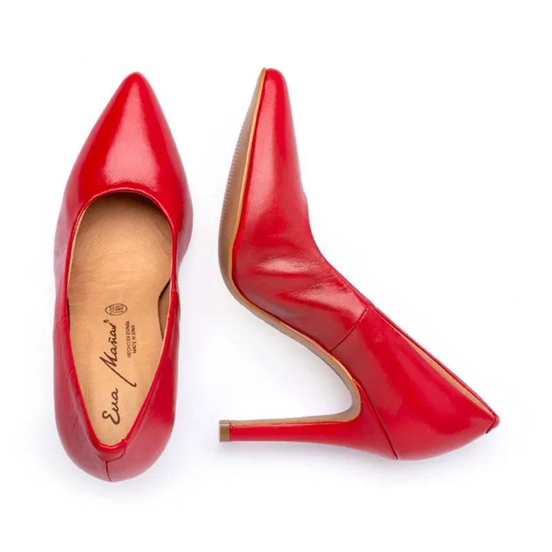 Zapatos De Salón Mujer Piel Napa Tacón Alto 1494 Rojo, de Eva Mañas