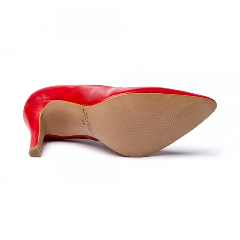 Zapatos De Salón Mujer Piel Napa Tacón Alto 1494 Rojo, de Eva Mañas