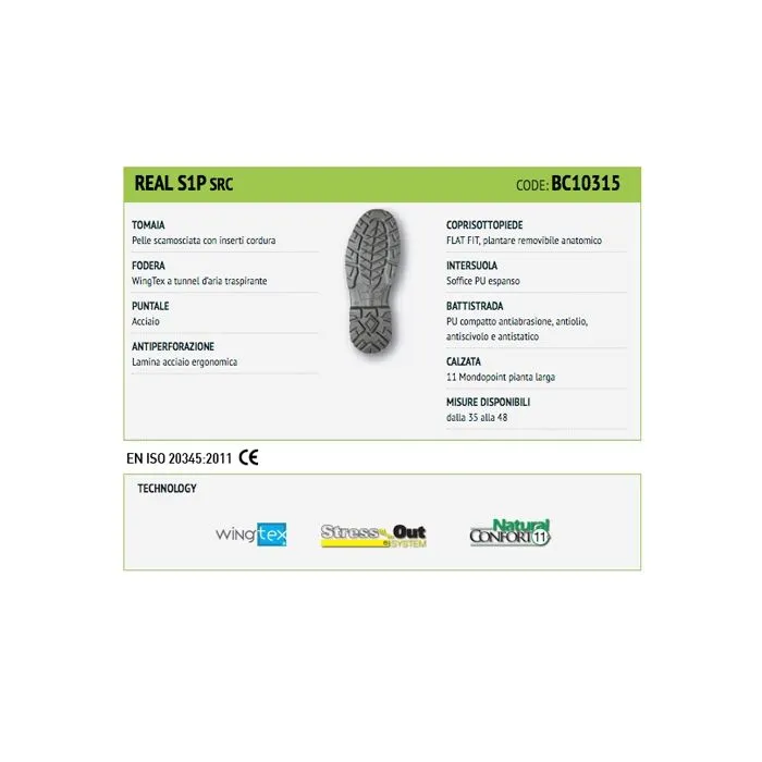Zapatos de seguridad UPower Real S1P SRC