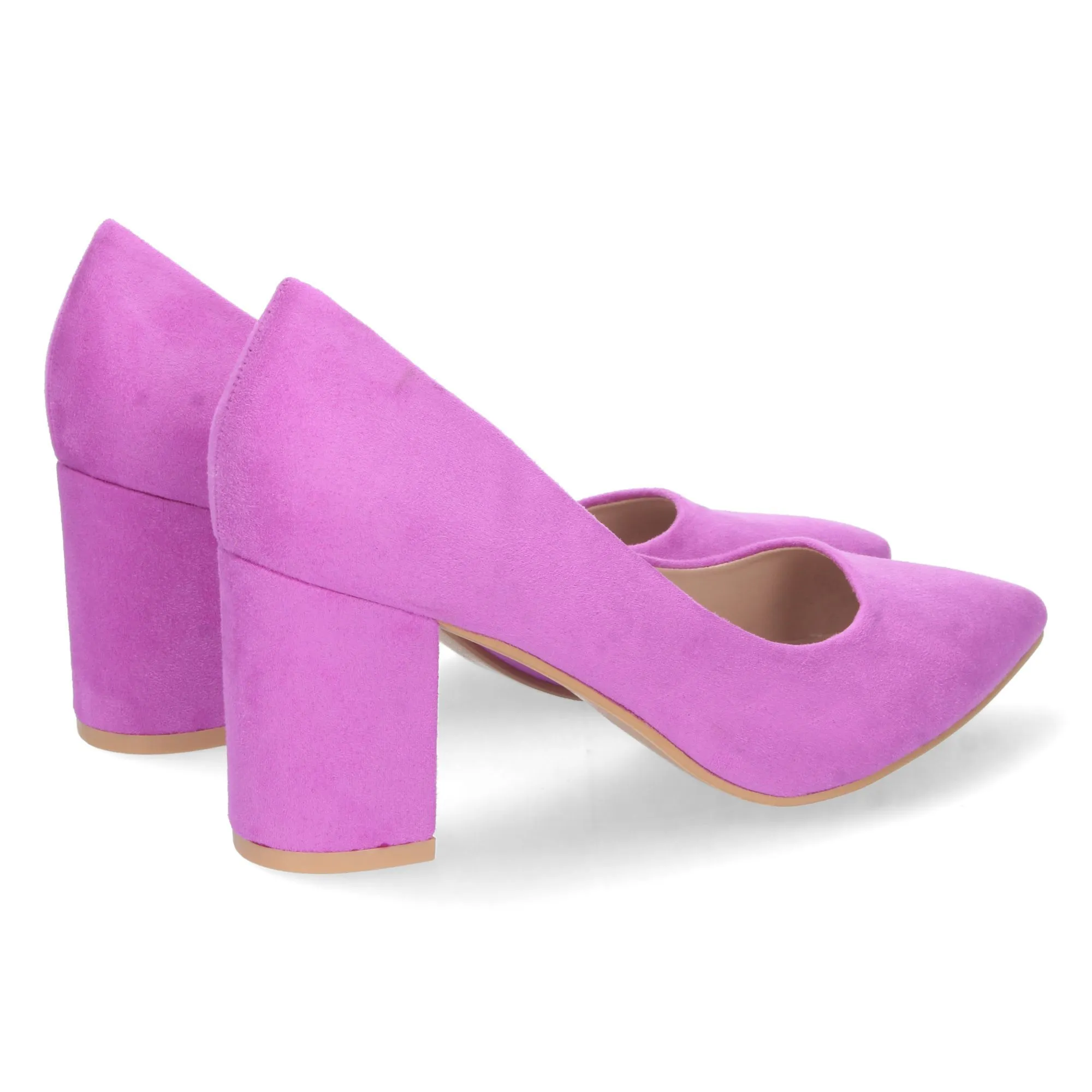 Zapatos de tacon comodo estilo salon y punta fina mujer lila