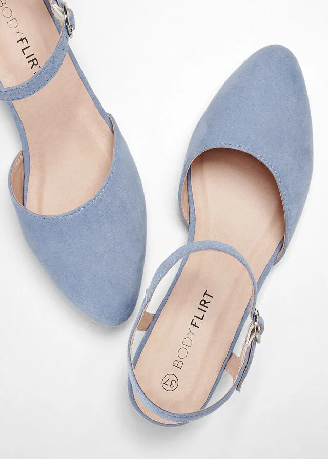 Zapatos de tacón con el talón al descubierto Azul perla