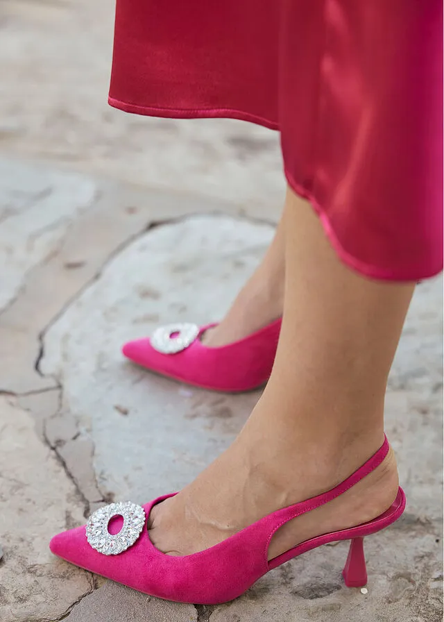 Zapatos de tacón con talón abierto Rosa oscuro