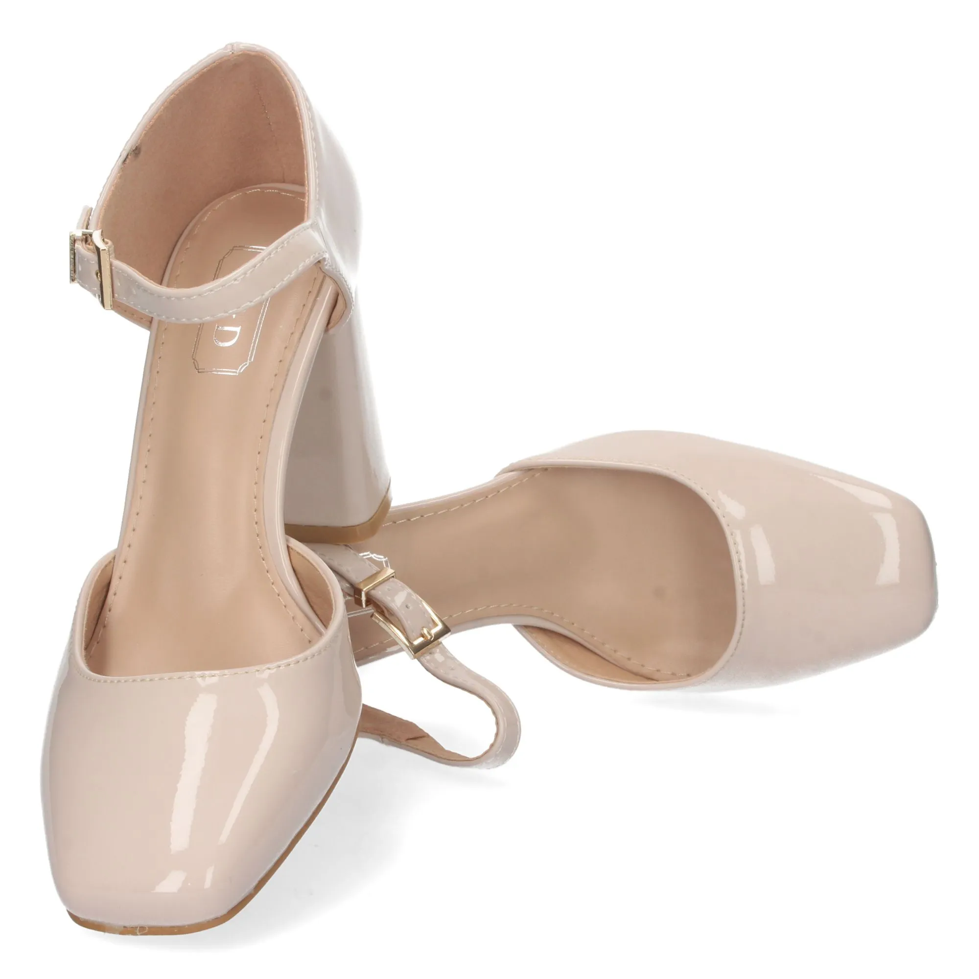 Zapatos fiesta tacón alto mujer color nude charol