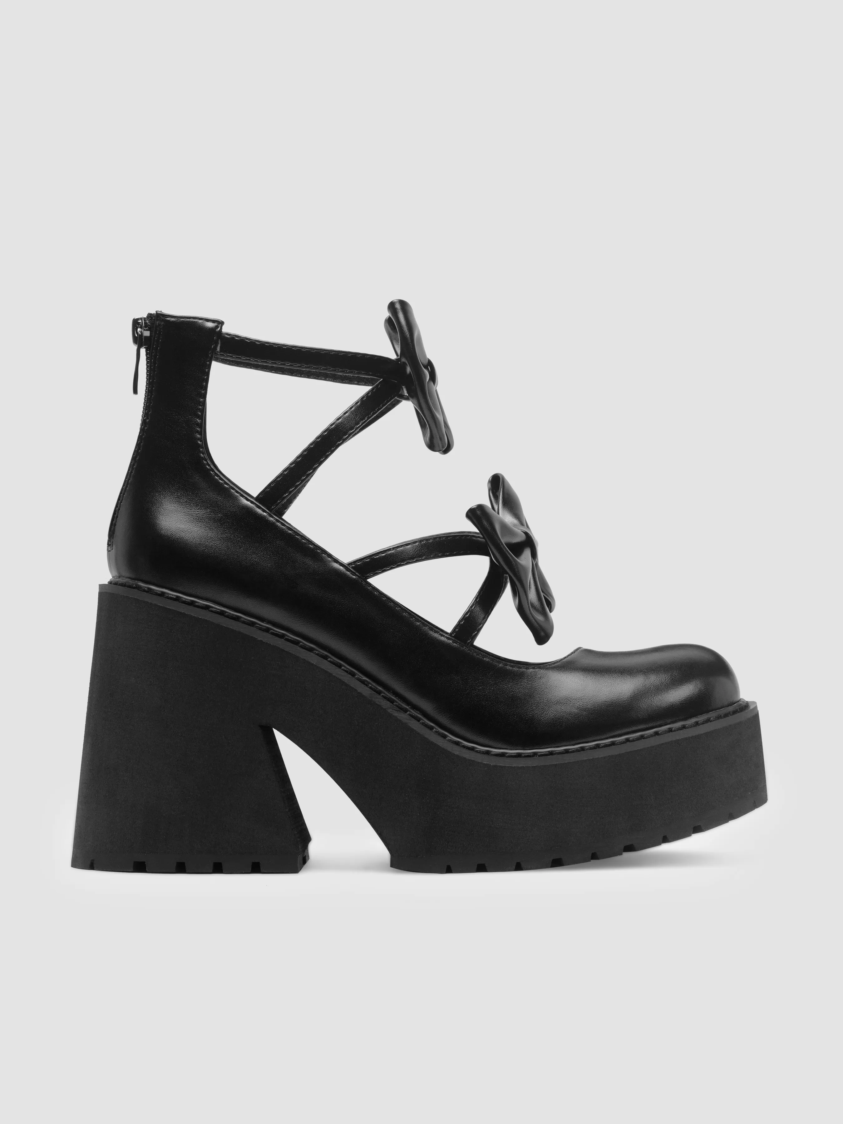  Zapatos Mary Jane con Tacón Grueso y Punta Redonda Decorados con Lazo