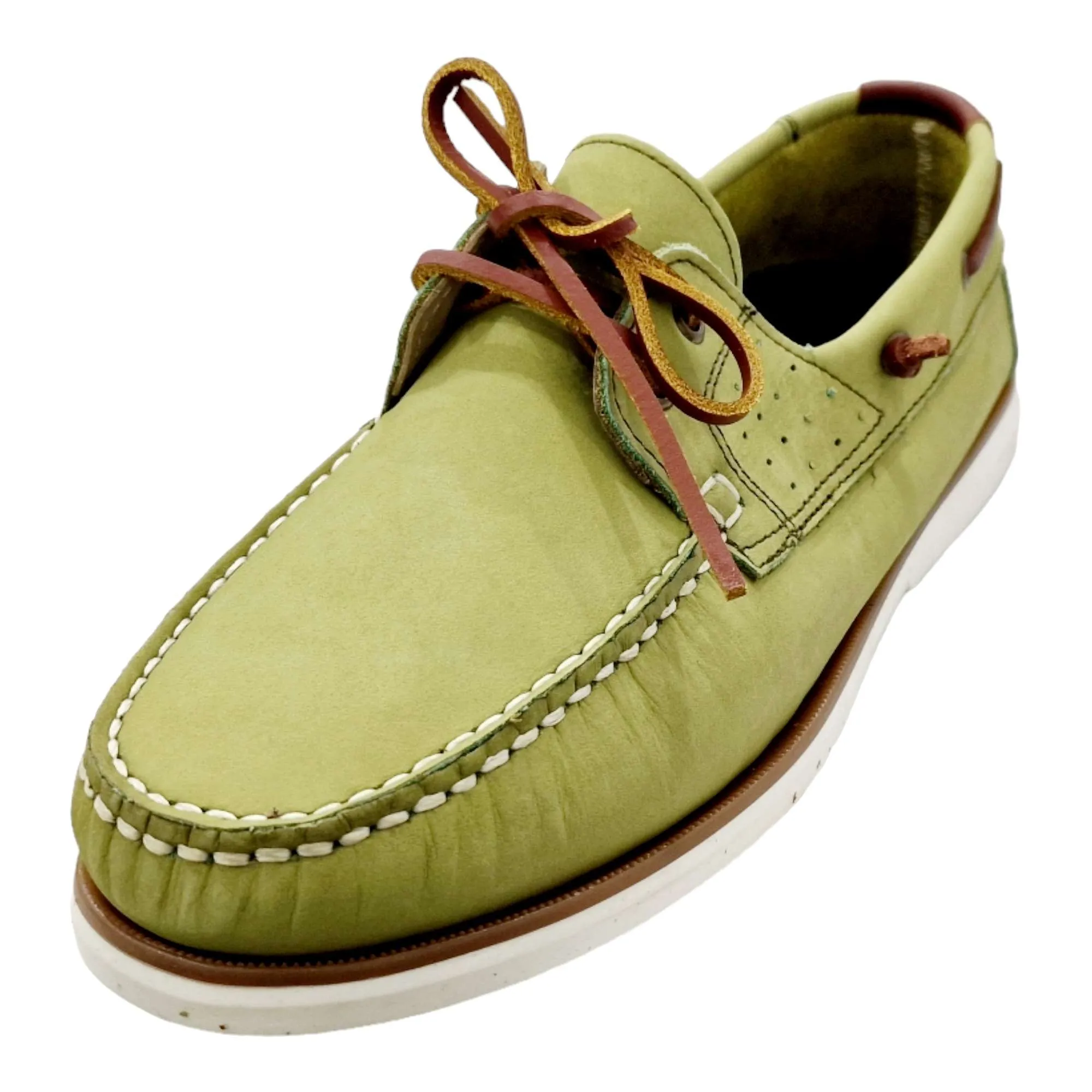 ZAPATOS NAUTICOS HOMBRE CLÁSICO PIEL NOBUCK VERDE VERDE