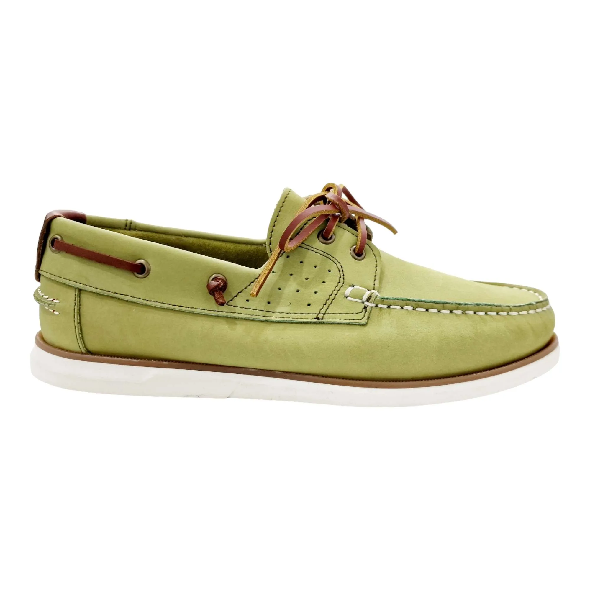 ZAPATOS NAUTICOS HOMBRE CLÁSICO PIEL NOBUCK VERDE VERDE