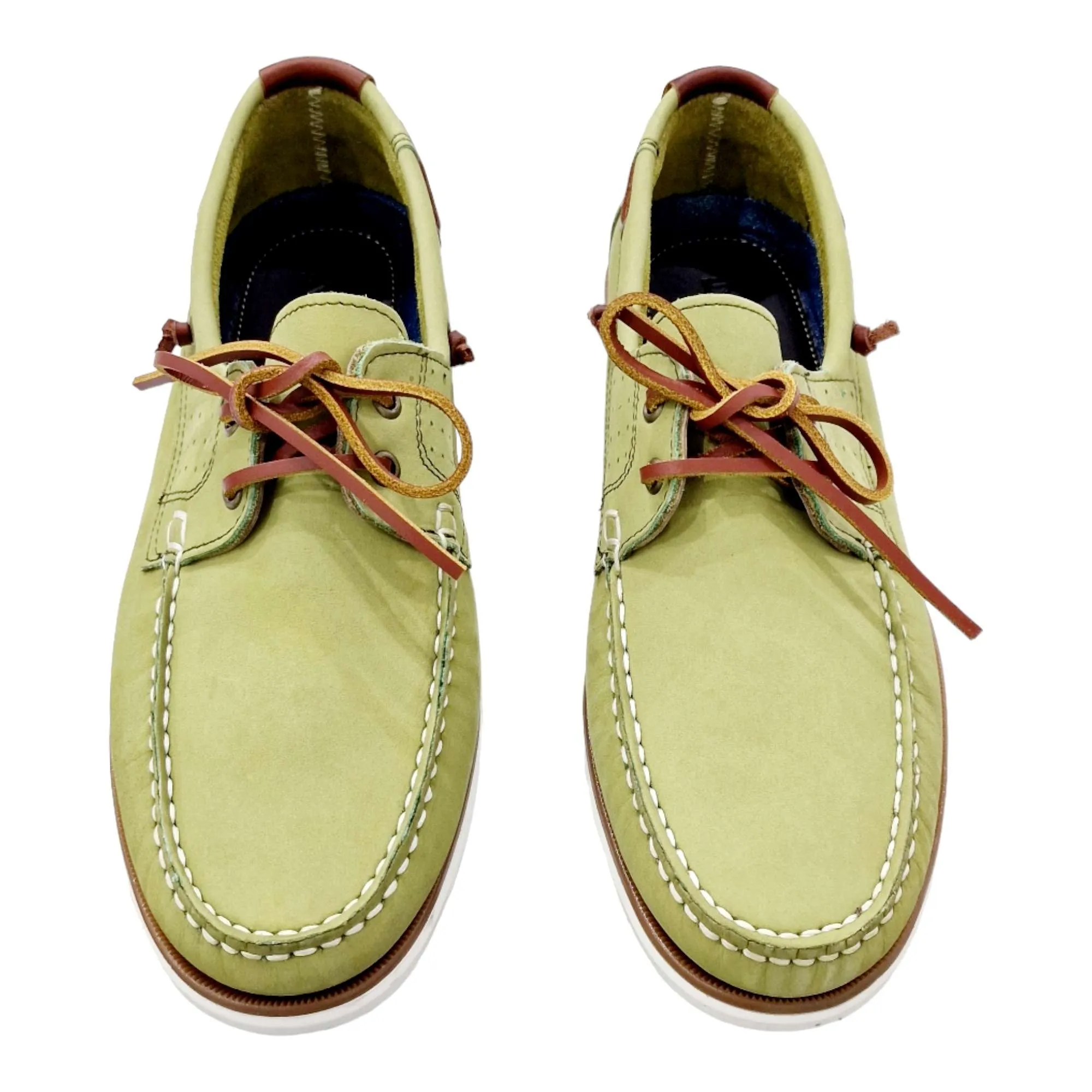 ZAPATOS NAUTICOS HOMBRE CLÁSICO PIEL NOBUCK VERDE VERDE