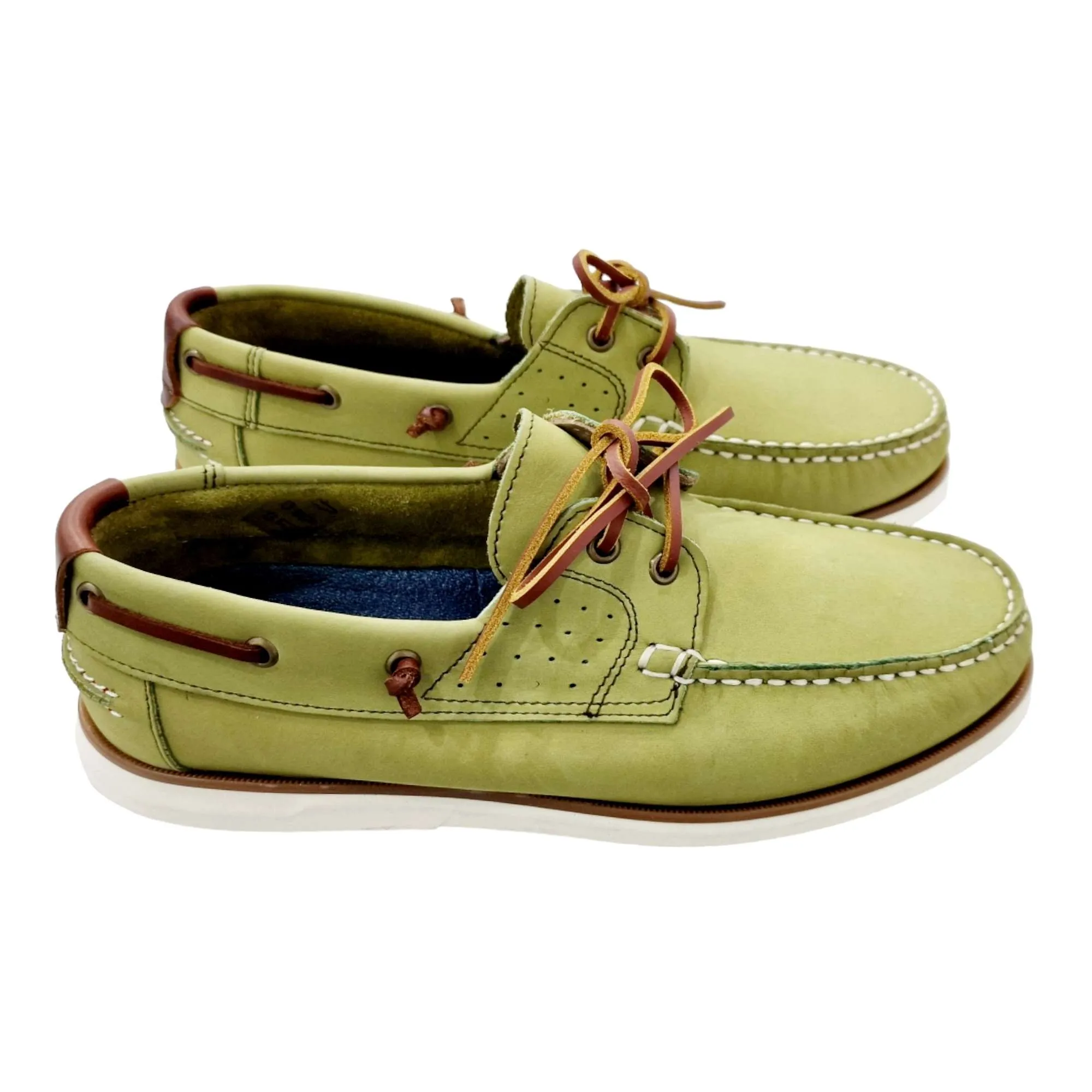 ZAPATOS NAUTICOS HOMBRE CLÁSICO PIEL NOBUCK VERDE VERDE