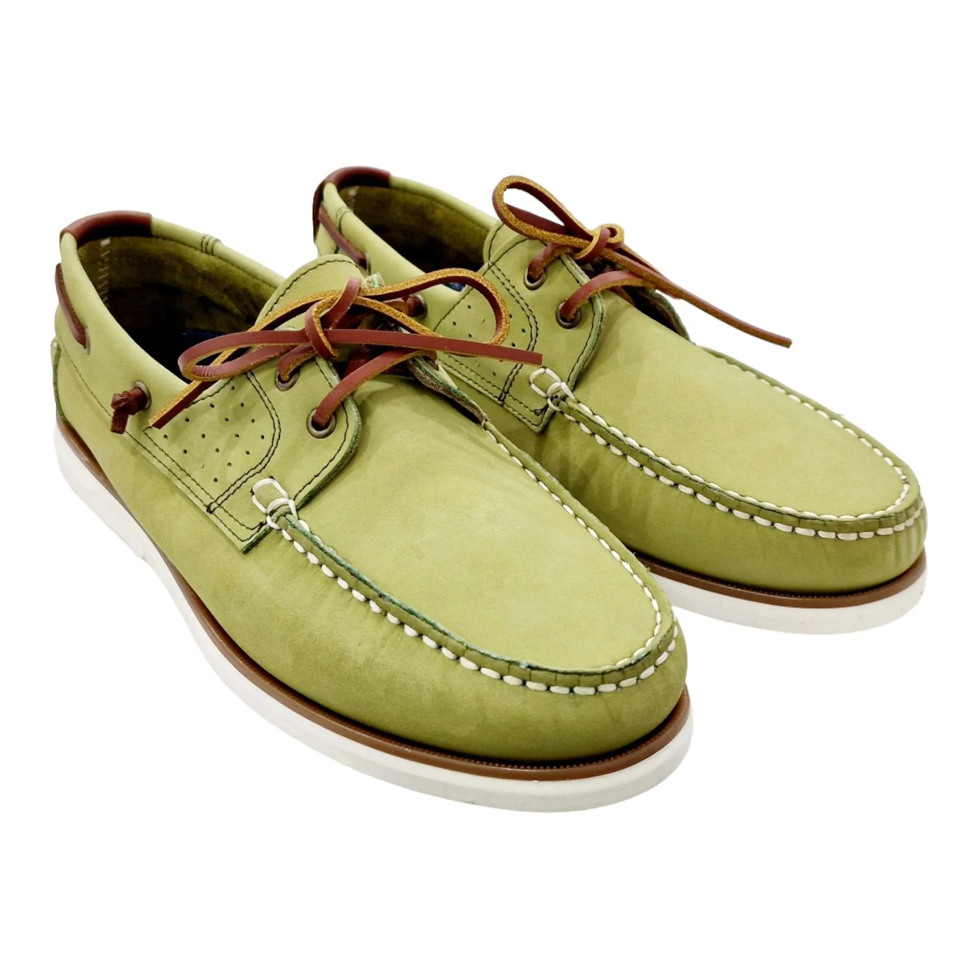 ZAPATOS NAUTICOS HOMBRE CLÁSICO PIEL NOBUCK VERDE VERDE